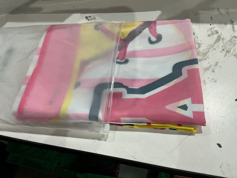 Condition photo showing Good Condition for 72x43inch pink softball happy birthday backdrop watercolor bowler yellow star sports themed photography background girls kids teens party decoration photo props