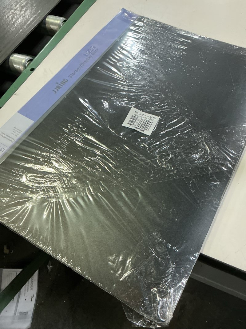 Condition photo showing New/Like New for JJRING 13x19 Art Portfolio Folder with Plastic Sleeves, 24-Pocket Portfolio Binder Displaying 48 Pages, Presentation Book with Black Inner Paper for Artwork Storage, Black 13*19