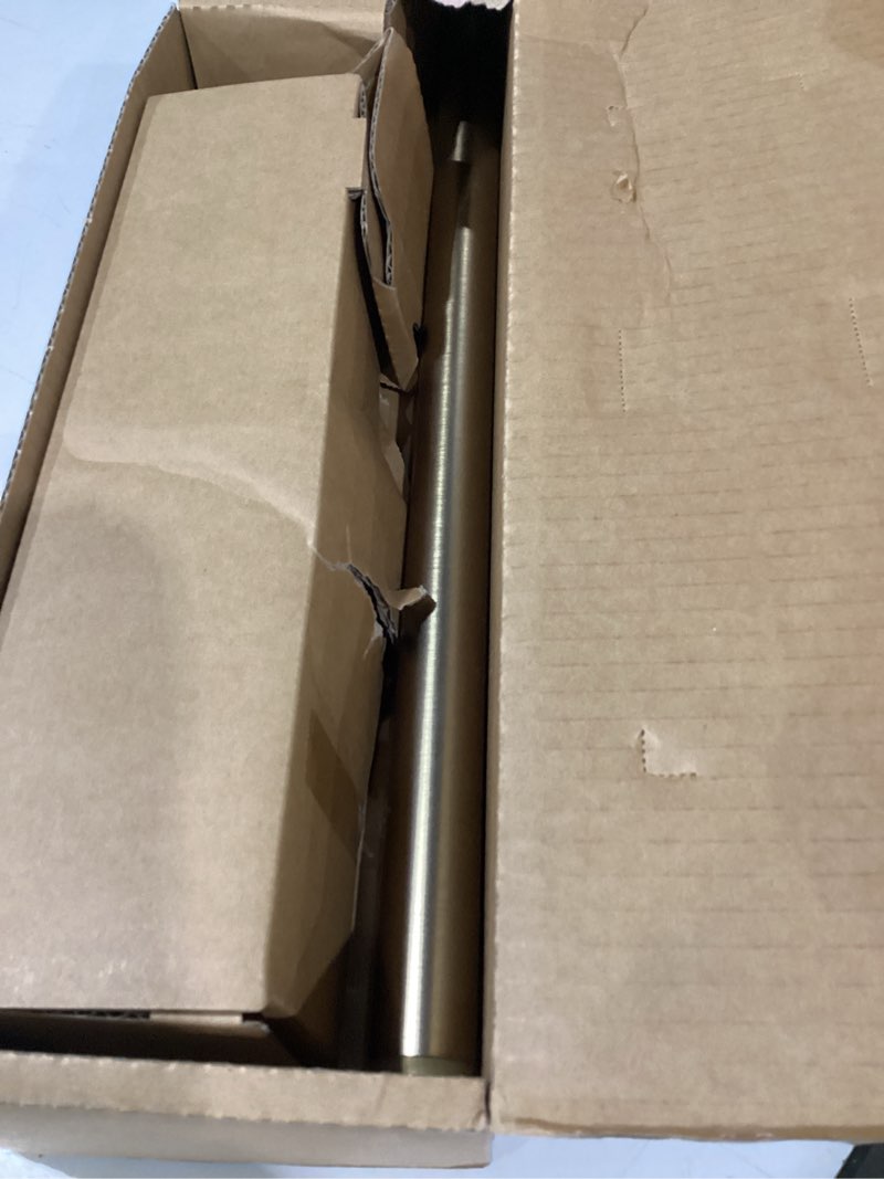 Condition photo showing As Is for ivilon drapery treatment window curtain rod - acrylic ball 1 inch pole. 28 to 48 inch. warm gold 28" to 48" warm gold