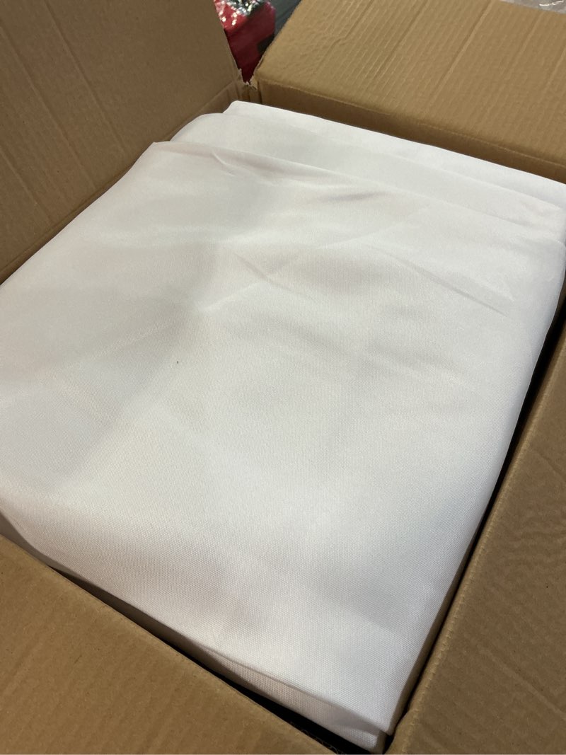 Condition photo showing Good Condition for 10-pack white round tablecloths, 108 inches, stain-resistant polyester for 4-5 ft round tables - washable table covers for weddings, banquets, birthday parties, events white 108 in, 10 pack