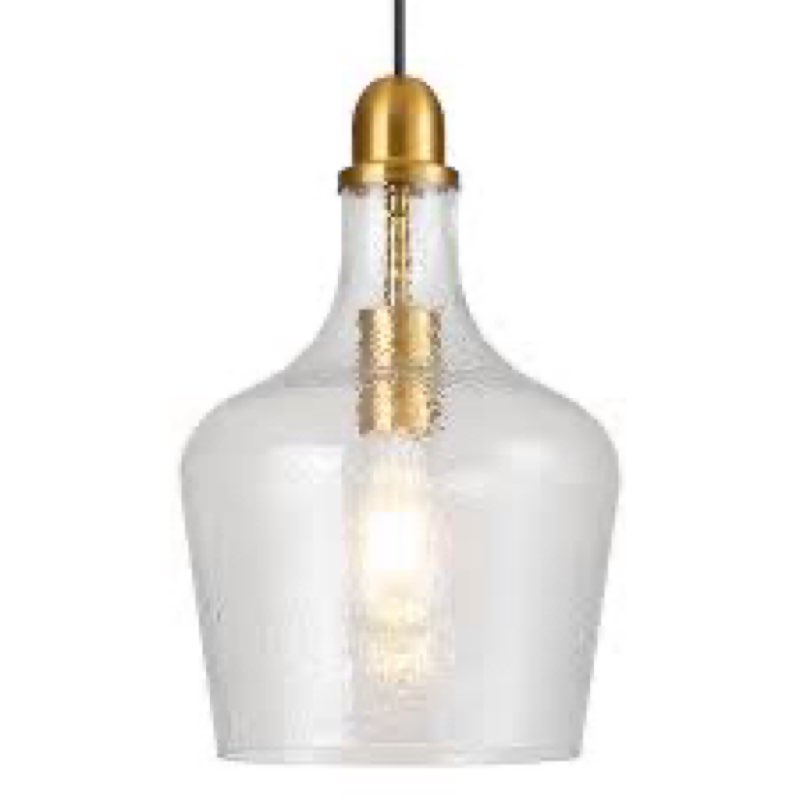 1 - Light Single Pendant With Glass Shade Dia 8.5 Inch