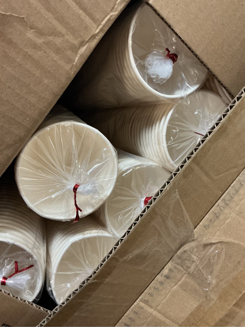 Condition photo showing New/Like New for 12 oz white paper cups – disposable hot and cold drink cups for coffee, tea, water, juice, parties & everyday use, eco-friendly beverage cups for home, office, events. (12oz, 500, count) 12oz 500.0
