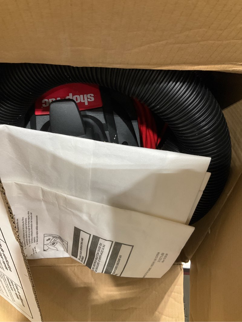 Condition photo showing As Is for shop-vac 12-gallon 6 hp corded wet/dry shop vacuum with accessories included