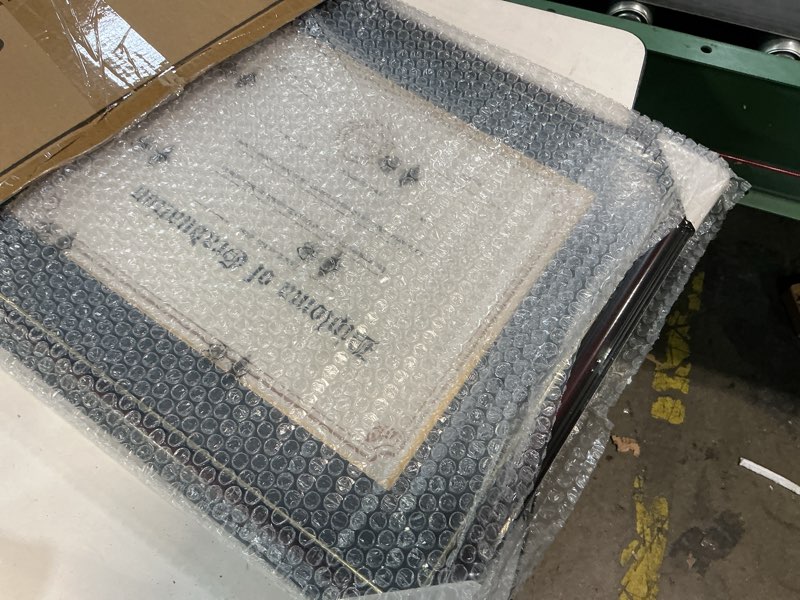 Condition photo showing Good Condition for GraduationMall 11x14 Diploma Frame with Black over Gold Mat or Display 15x18 Certificate without Mat,Solid Wood & UV Protection Acrylic,Cherry Finish with Gold Trim Cherry With Gold Trim 15x18 or 11x14 with Mat