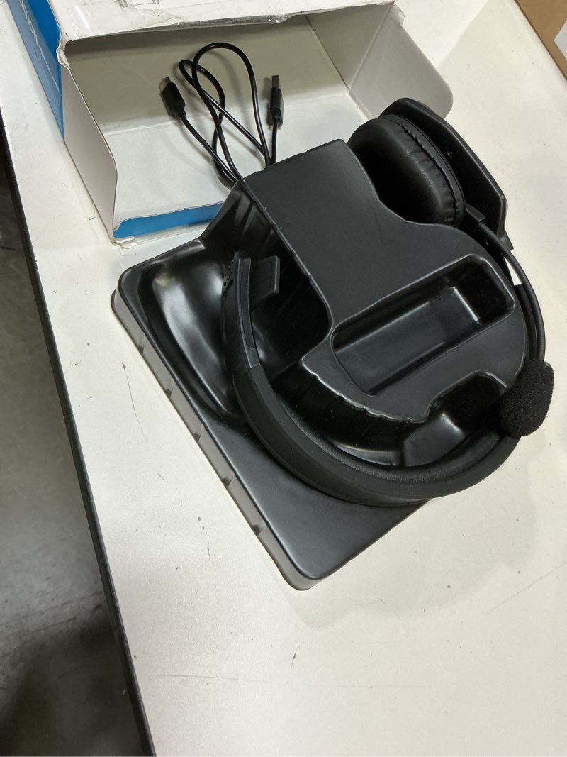 Condition photo showing Good Condition for bluetooth headset, 60hrs ai noise canceling v5.2 over head headphones, single ear trucker wireless headset with mic, mute button, multipoint, for phones pc computer truck driver office work - black carbon