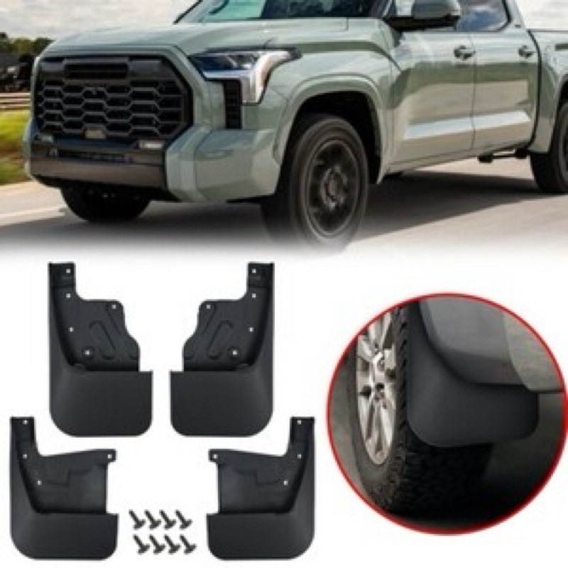 4pcs front & rear mud flaps splash guards black set for toyota tundra 2022-20264pcs