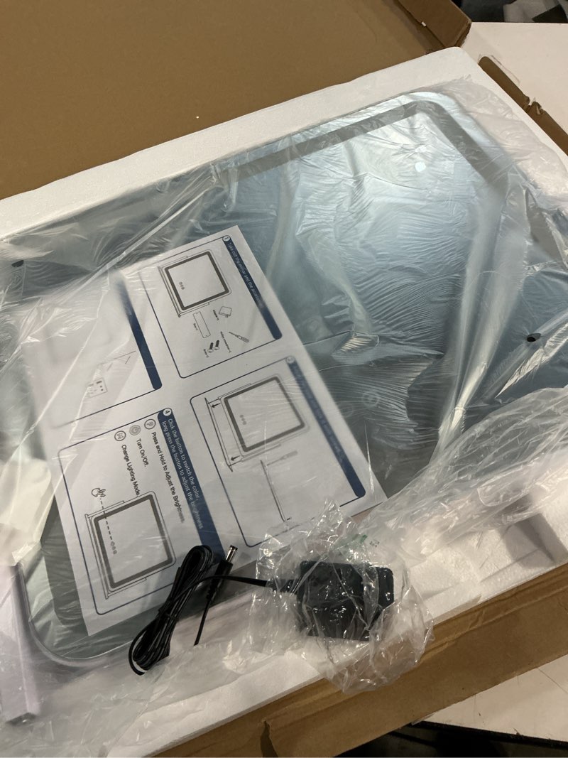 Condition photo showing Good Condition for FENNIO Vanity Mirror with Lights 22''x17'' Makeup Mirror with Lights,Vanity Mirror Touch Screen with 3-Color Lighting,Dimmable,for Vanity Desk Tabletop White 22"L x 17"W