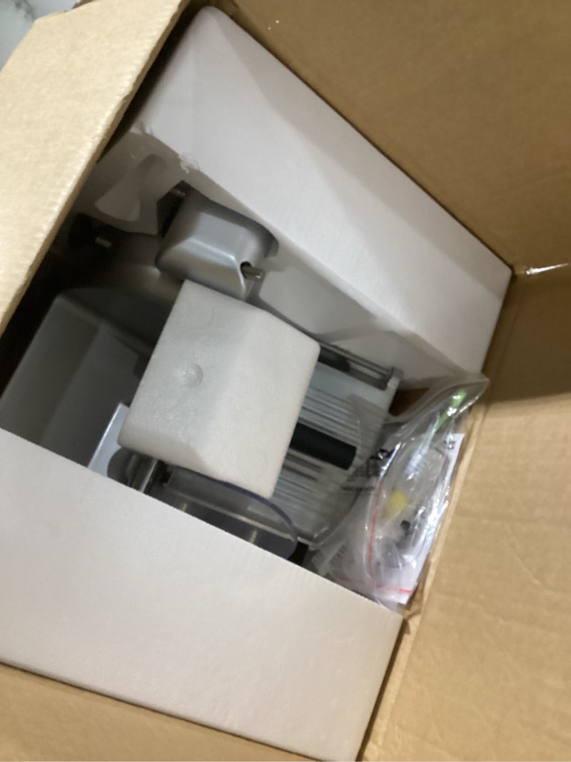 Condition photo showing As Is for BESWOOD 10" Premium Chromium-plated Steel Blade Electric Deli Meat Cheese Food Slicer Commercial and for Home use 240W BESWOOD250