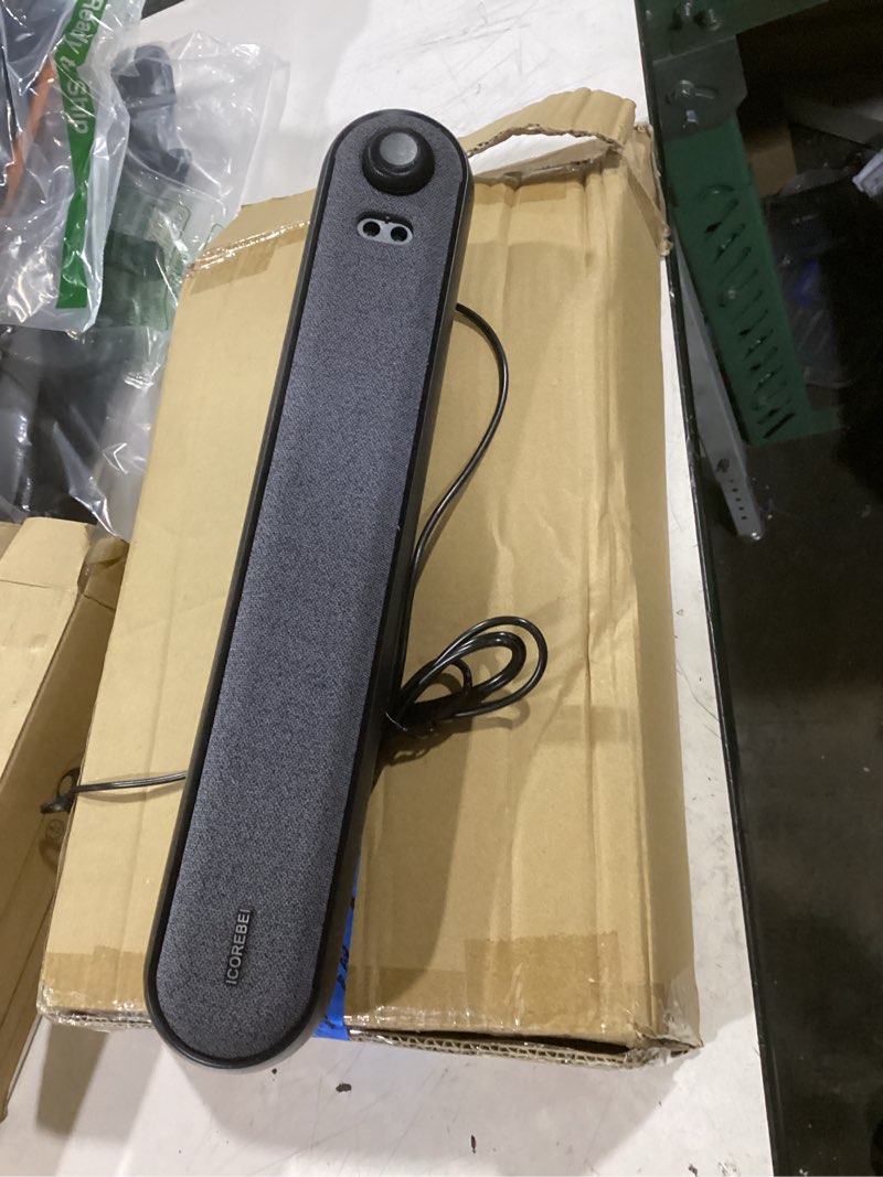 Condition photo showing Good Condition for desktop computer speakers, stereo soundbar, bluetooth 5.3, usb/type-c power and audio transmission, plug-and-play, compatible with pc, mac, laptops, monitors, rgb lighting, wired gaming speakers