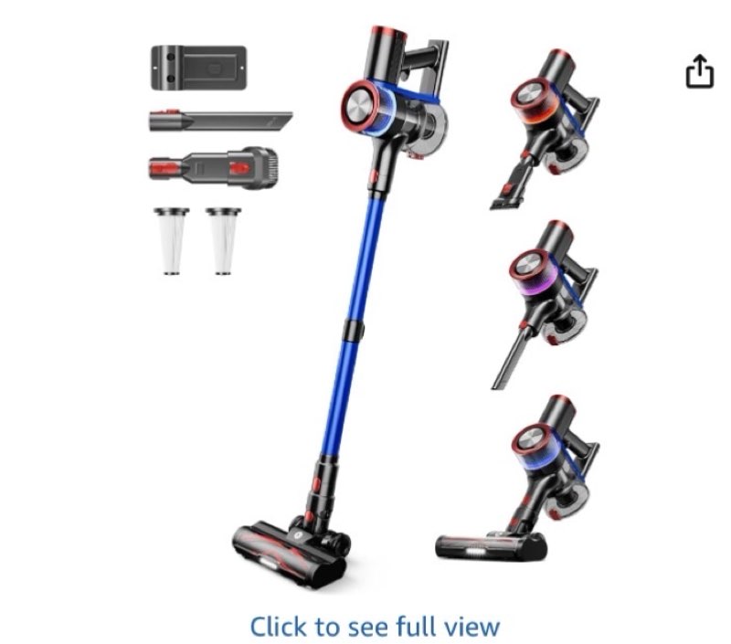 nadaly cordless vacuum cleaner, 550w 45kpa 65mins vacuum cleaners for home, stick vacuum with led di