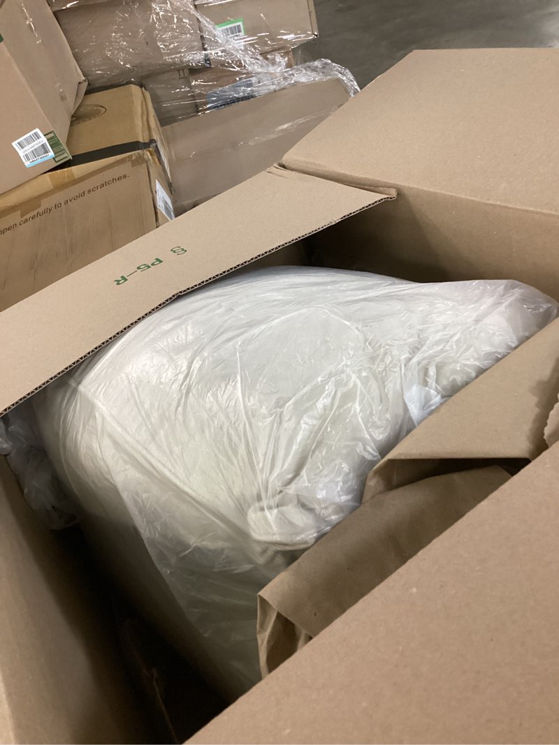 Condition photo showing As Is for danghoogy headboard pillow queen, large triangular wedge headboard pillow for reading and resting, backrest positioning support pillow with removable cover (beige) beige queen