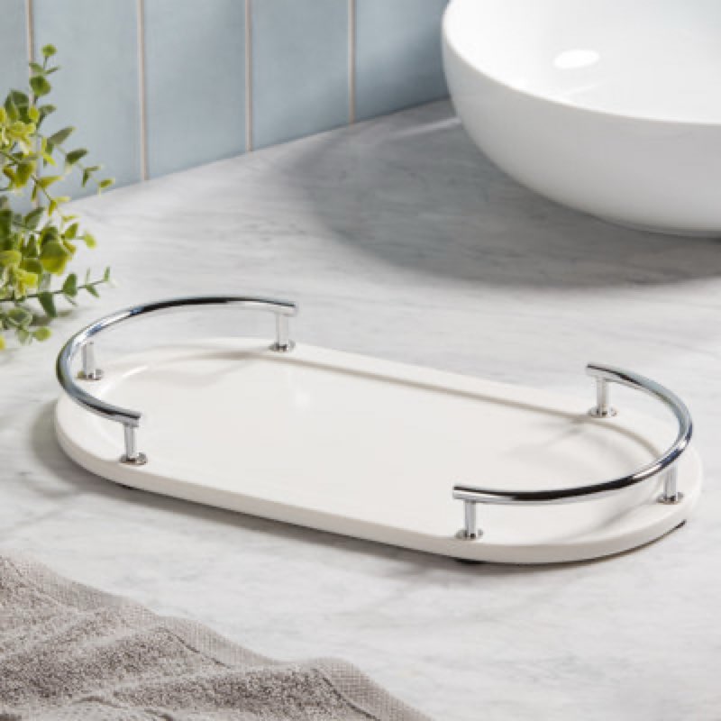 By the Sea Dubai Amenity Tray ceramic (shiny stainless steel trim)