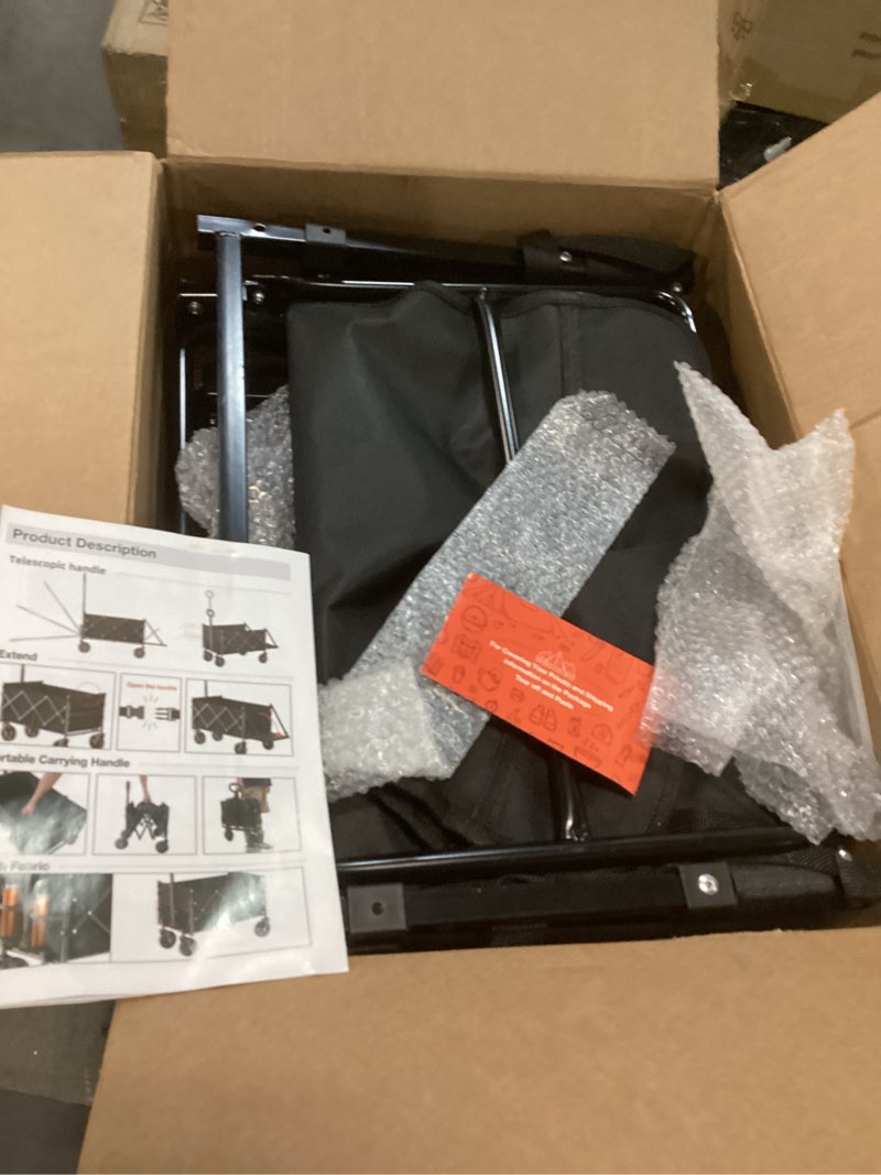 Condition photo showing Good Condition for Foldable Wagon with Extended Tailgate: Collapsible Large Capacity Folding Wagon - Heavy Duty Utility Carts for Shopping,Garden,Sports,Groceries,Apartment,Camping,Outdoor - Black Black 120L