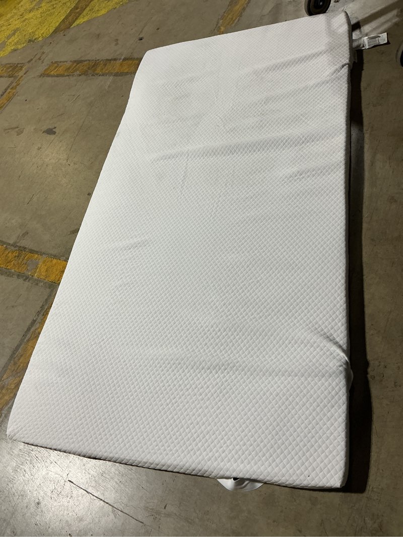 Condition photo showing As Is for sinweek 2 inch gel memory foam mattress topper twin size, ventilated high density pad for back pain, bed topper with removable soft cover, certipur-us certified twin 2 inch (white cover)