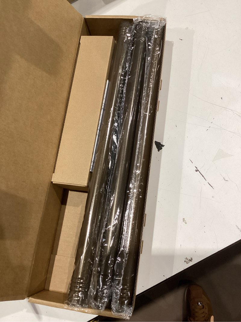 Condition photo showing As Is for 1” diameter brown curtain rod itself is 30 to 90 inch. 1 pack fits 30-84 inch windows with heavy duty adjustable brown curtain rods splicing metal extra long curtain rod antique bronze 30-90"/1 pack