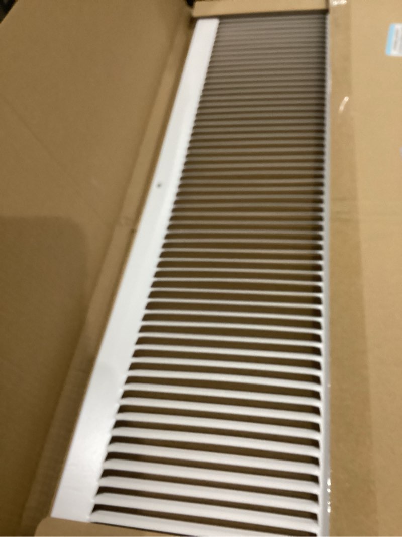 Condition photo showing Good Condition for HVAC Premium 14'' x 30'' [Duct Opening] Flat Stamped Steel Return Air Grille - Sidewall and Ceiling - HVAC Vent Duct Cover - White [Outer Dimensions: 15.75''w X 31.75''h] 14 x 30