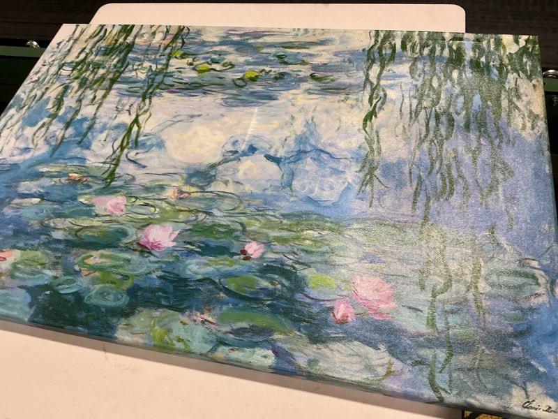 Condition photo showing As Is for weiyiart Canvas Print of Water Lilies by Claude Monet Paintings Reproduction Modern Canvas Wall ArtFramed Wall Art for Home and office Decoration Abstract Artwork -24x36 24"L x 36"W Flowers Birds1