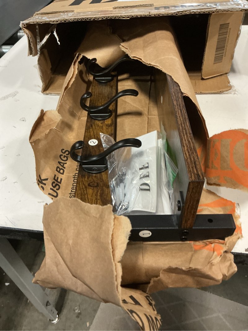 Condition photo showing Good Condition for Tatub 29" Rustic Coat Rack Wall Mount with Shelf, Entryway Wall Hooks with Shelf, Coat Hangers for Bathroom, Living Room, Bedroom, Rustic Black