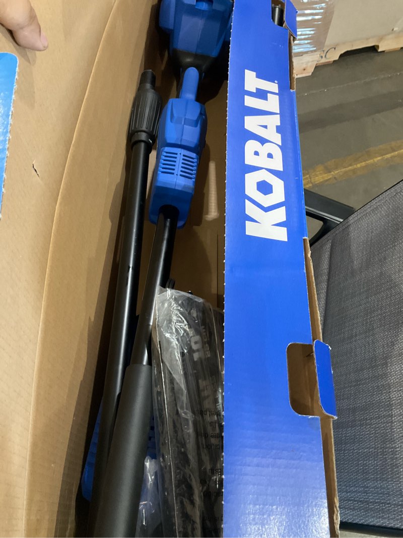 Condition photo showing As Is for kobalt gen4 40-volt 10-in 2 ah battery pole saw (battery and charger included)