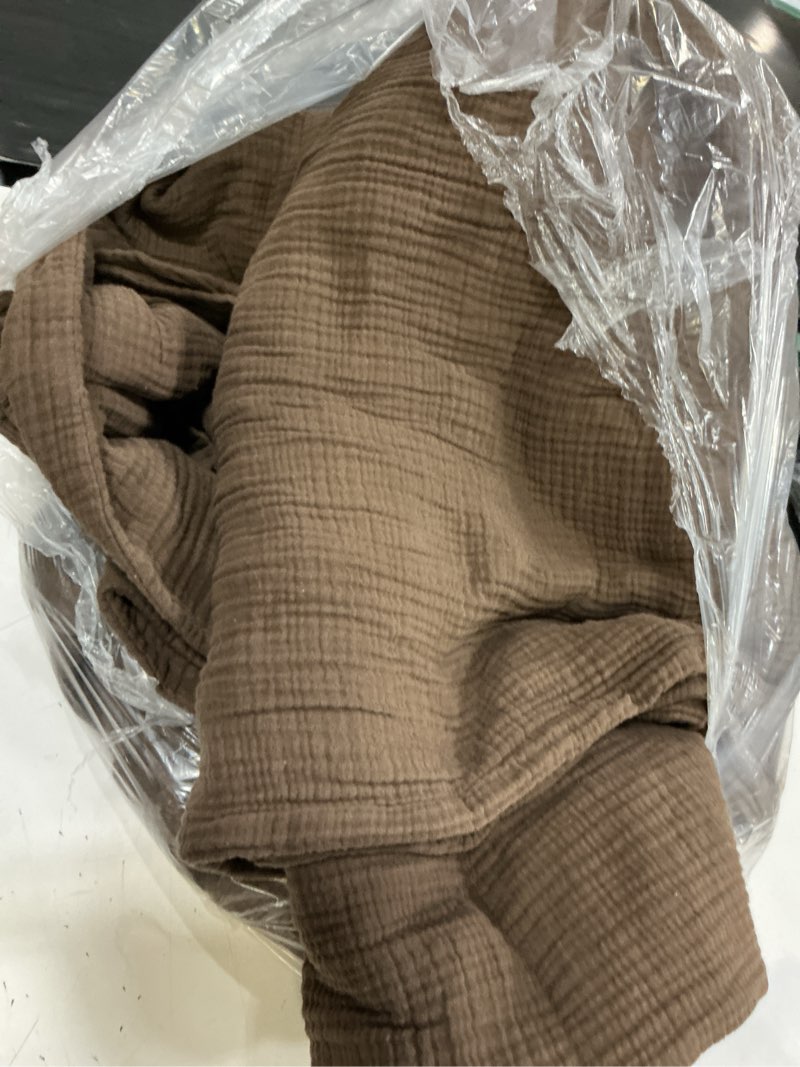 Condition photo showing As Is for organic cotton gauze duvet cover set, king/cal king, chocolate