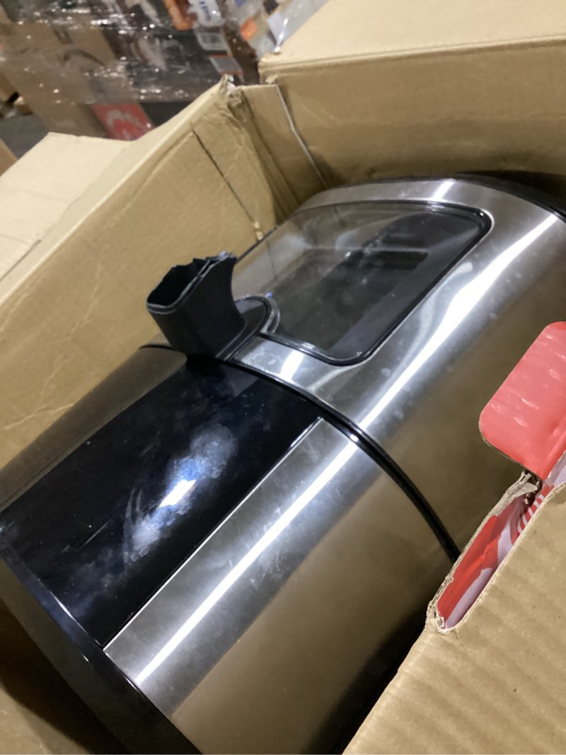 Condition photo showing As Is for Kitchen Elite Air Fryer Stainless Steel with View Window, XL 8.5QT Large Airfryer, 8-in-1 Digital Control, 400°F Temp Controls, Nonstick Dishwasher-Safe, Space-Saving, Roast, Broil, 1500W 8.5QT Stainless Steel