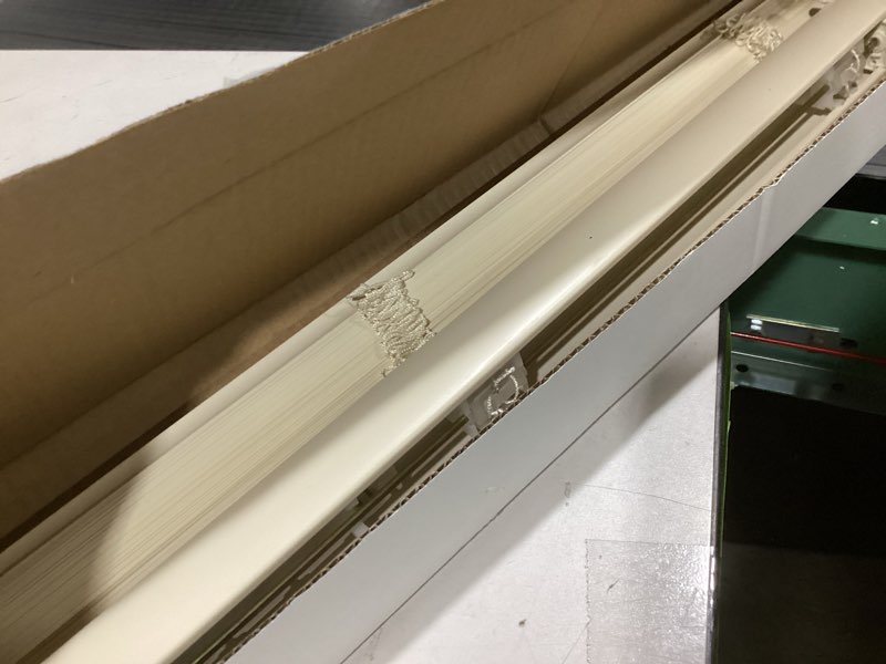 Condition photo showing Good Condition for Cordless Light Filtering Mini Blind - 36 Inch Width, 64 Inch Length, 1" Slat Size - Alabaster - Cordless GII Morningstar Horizontal Windows Blinds for Interior by Achim Home Decor 36"W x 64"H Alabaster