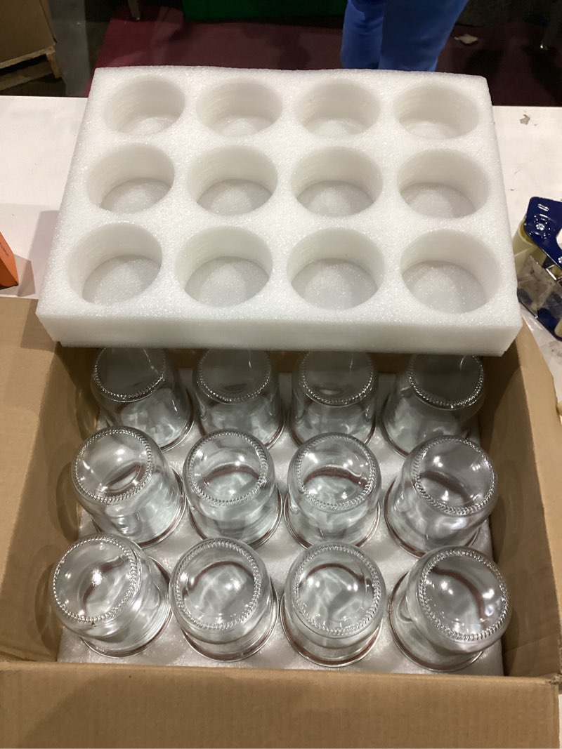Condition photo showing Good Condition for 12 Pack 16 oz Wide Mouth Clear Mason Jars with Silver Metal Lids, Canning Jars for Overnight Oats, Food Storage, Dry Food, Snacks, Candies and More