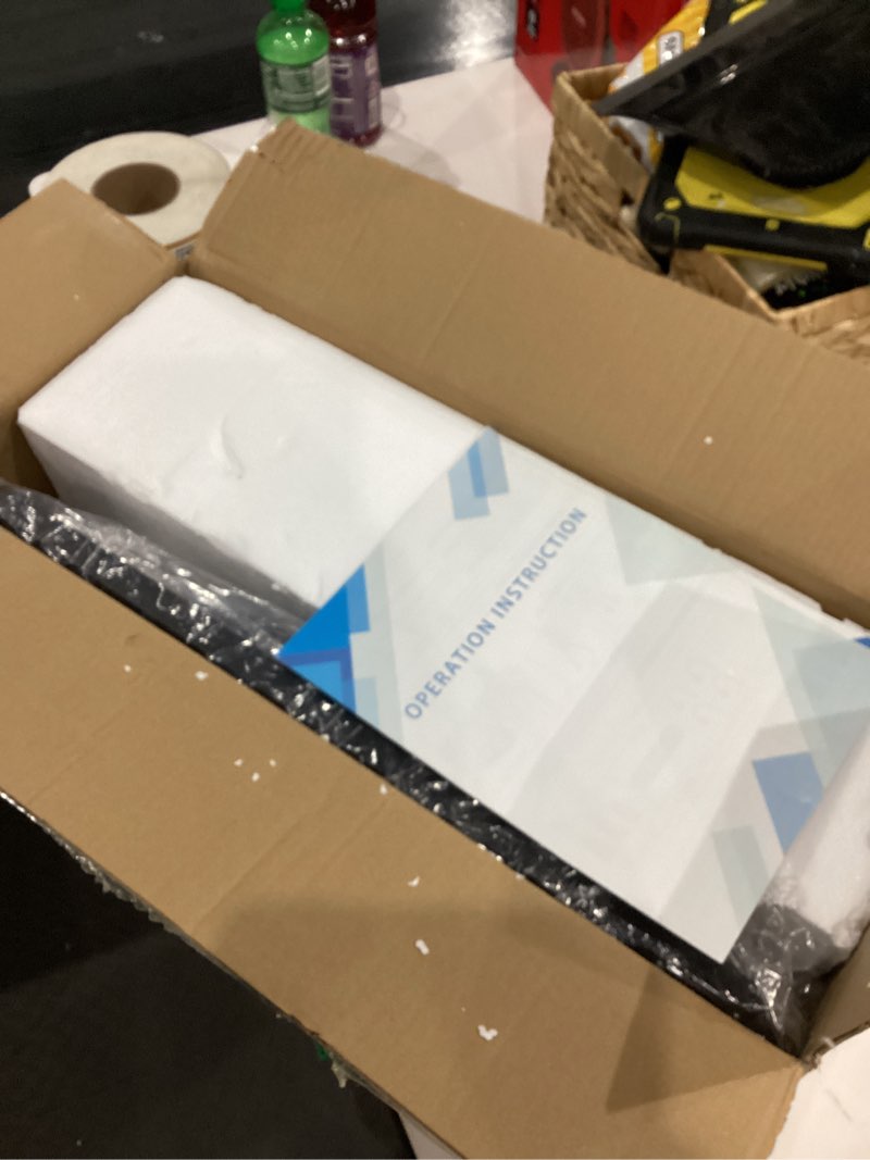 Condition photo showing Good Condition for Dpyrrhic Industrial Bathroom Vanity Light? 4-Light Bathroom Lights Over Mirror with Clear Glass Globe Shade and Metal Base, Matte Black Bathroom Vanity Light Fixture 4-Light Black