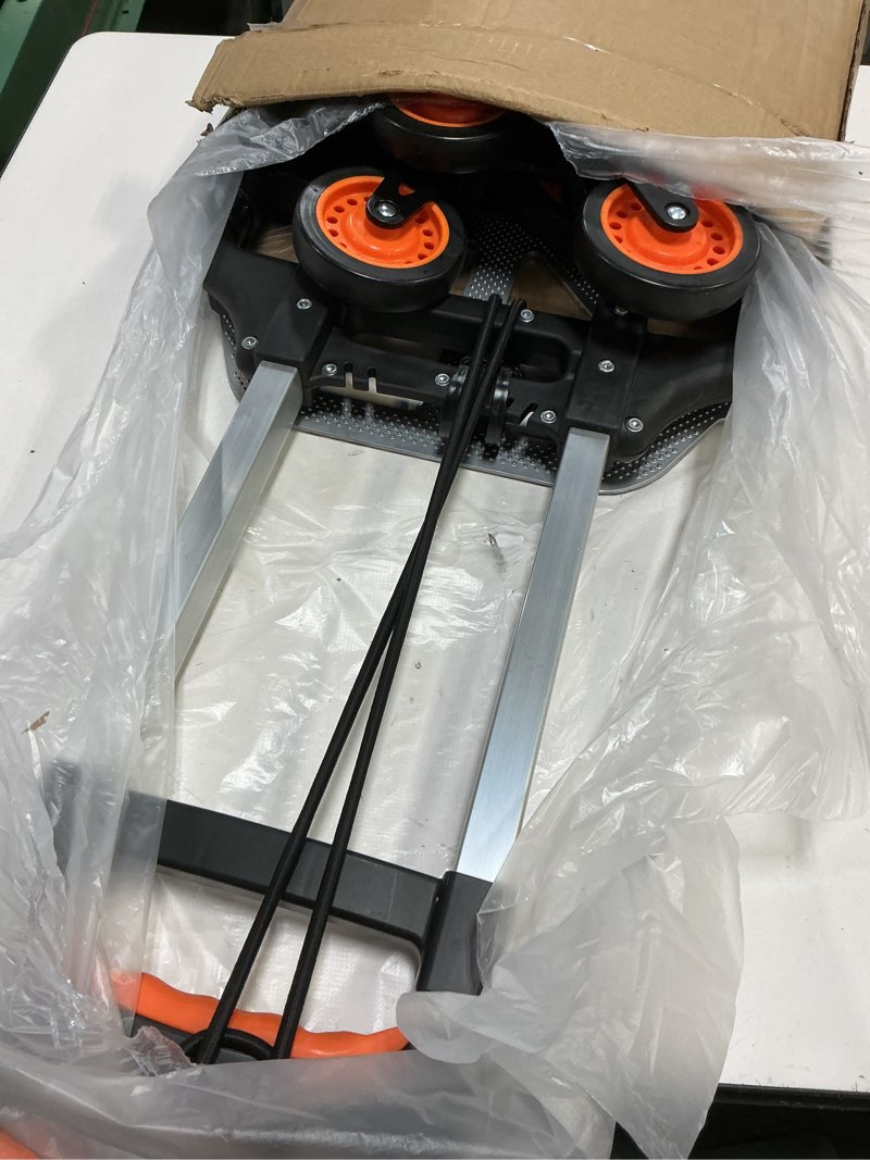 Condition photo showing Good Condition for teprovo stair climbing hand truck, foldable aluminum lightweight dolly cart, 6-wheel stairs climber dolly 43.3” handle, 176 lb flat /110 lb stair load,home & warehouse no assembly orange 176lb