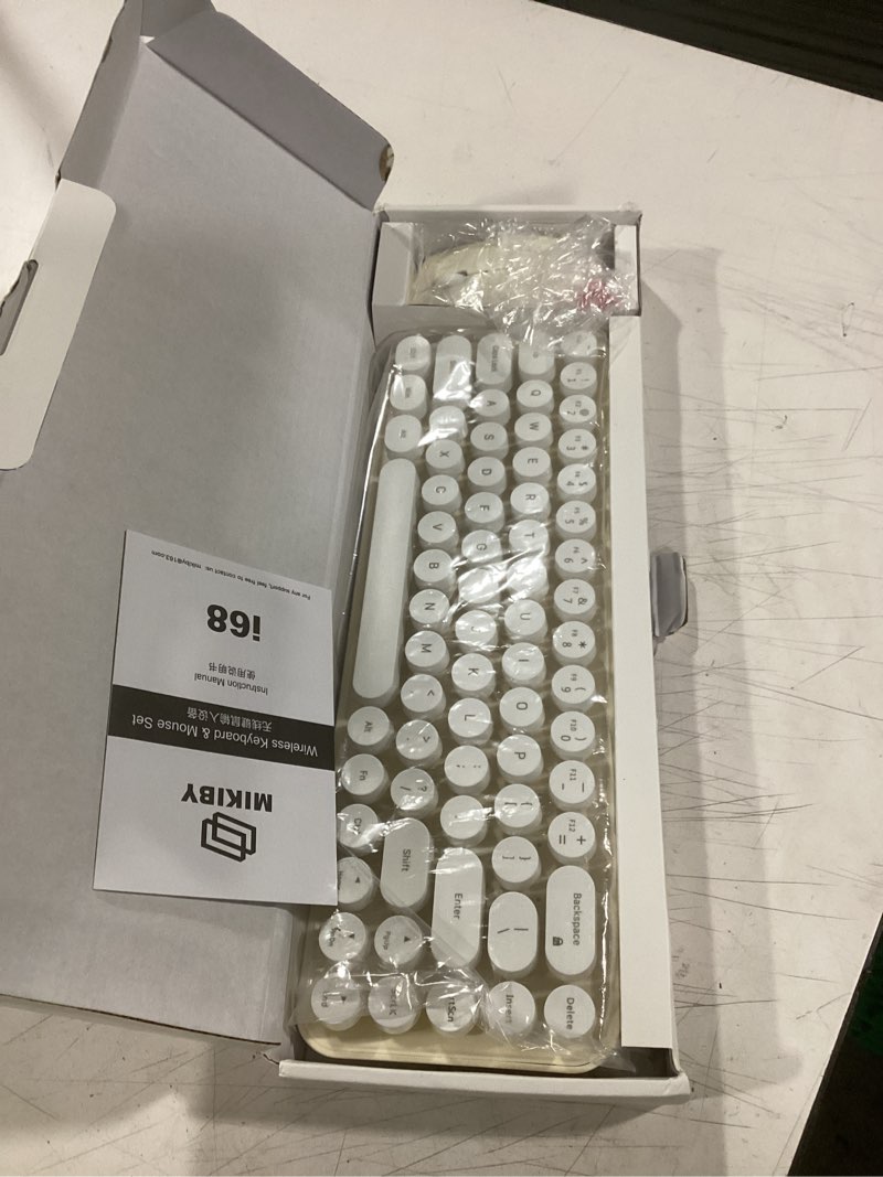 Condition photo showing Good Condition for i68 wireless keyboard and mouse combo, retro typewriter style keyboard with round keycaps, 2.4ghz connection with computer pc desktops laptop windowsxp/7/8/10 (yellow)