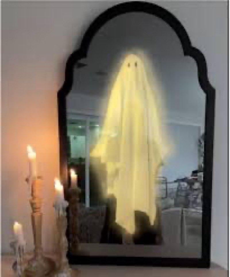 QIPECO Halloween Hologram Ghost Mirror with Creepy Eyes Night Light,Halloween Ghostmirror Spooky Hal