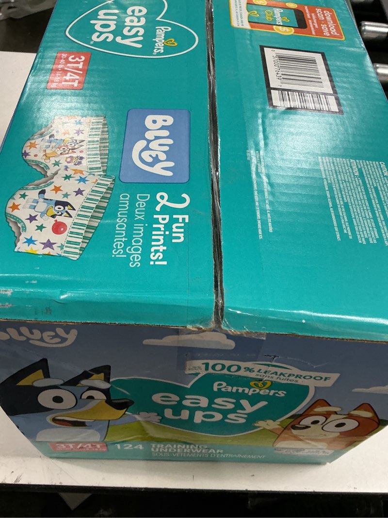 Condition photo showing New/Like New for pampers training pants - easy ups boys & girls bluey - size 3t-4t, 124 count, children's potty underwear (packaging may vary) 3t-4t 124
