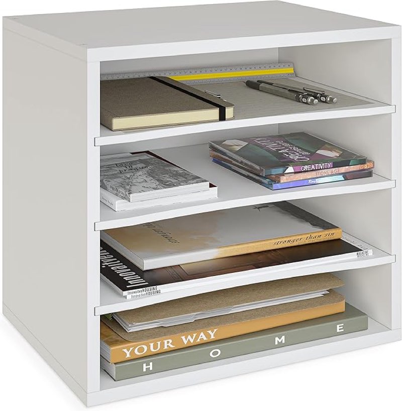 ballucci 4-tier paper sorter and file organizer for desk, wood mail sorter, fits into ikea kalax and