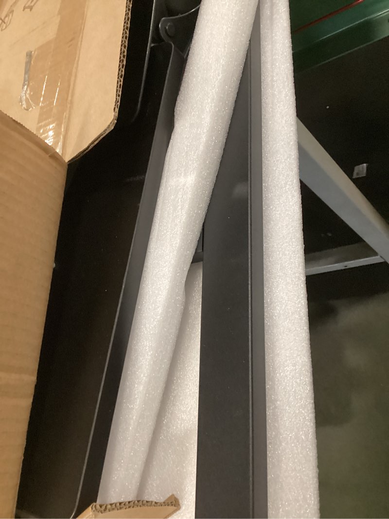 Condition photo showing As Is for Panta Height Adjustable Rolling Laptop Stand, Overbed Table with 2 Tilting Desktops, Mobile Laptop Table for Couch with Cup Holder, Mobile Computer Workstation for Office, Home and Hospital Black