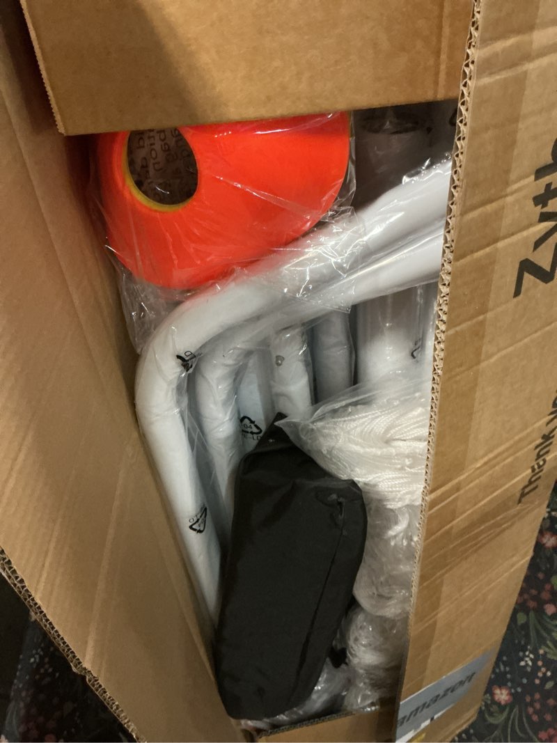 Condition photo showing Good Condition for Soccer Goal 12x6,10x6.5, 8x6, 6x4FT Soccer Goals for Backyard Metal Soccer Goals for Kids Youth Adults Large Outdoor 2" Steel Soccer Goal Post Frame with Soccer Net Target Net Portable Agility Ladder 8×6 FT