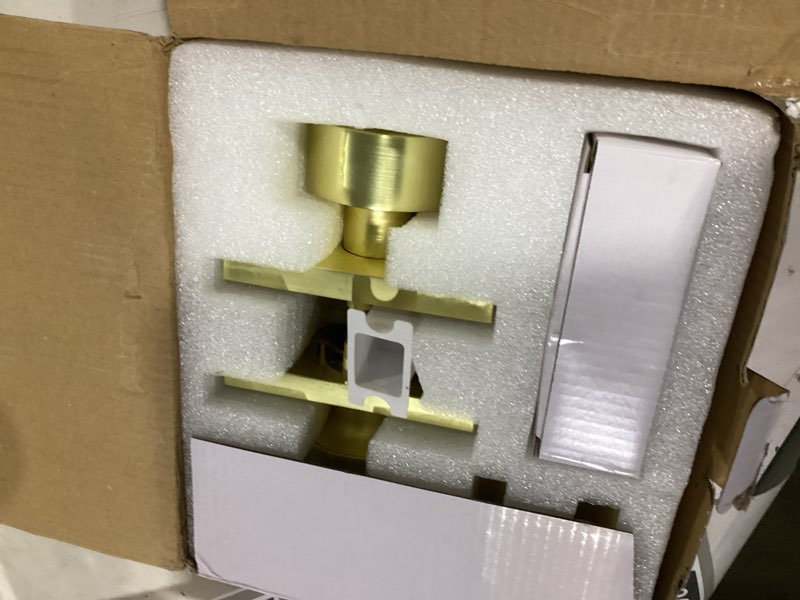 Condition photo showing Good Condition for goldenwarm gold exterior door lock set, square contemporary brushed gold door knob and deadbolt set, heavy duty brass door locks for front door (1 pack) handleset gold 1