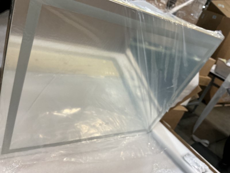 Condition photo showing New/Like New for FENNIO 23" x 18" Vanity Mirror with Lights?LED Makeup Mirror?Hollywood Mirror with 3 Color Modes & Adjustable Brightness?Vanity Mirror Square Gold Gold 23"L x 18"W