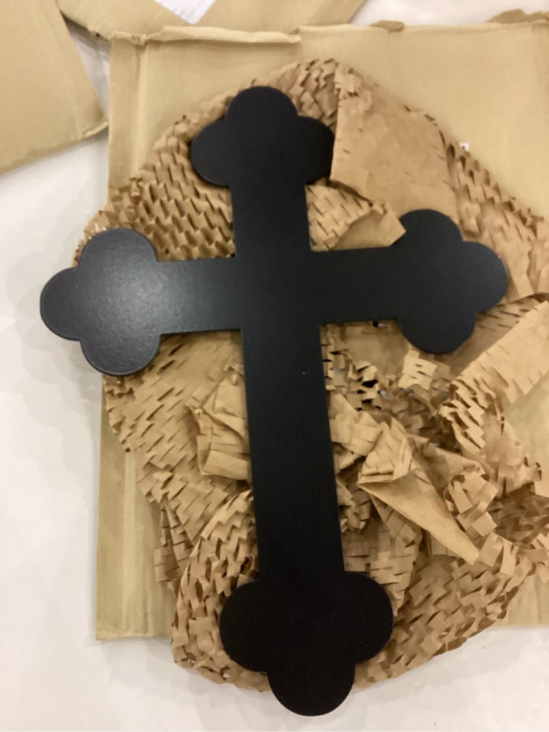 Bottony Cross Wall Art - Laser Cut Metal Cutout Cross Powder Coated (10-3/4" tall x 8" wide) - Chris