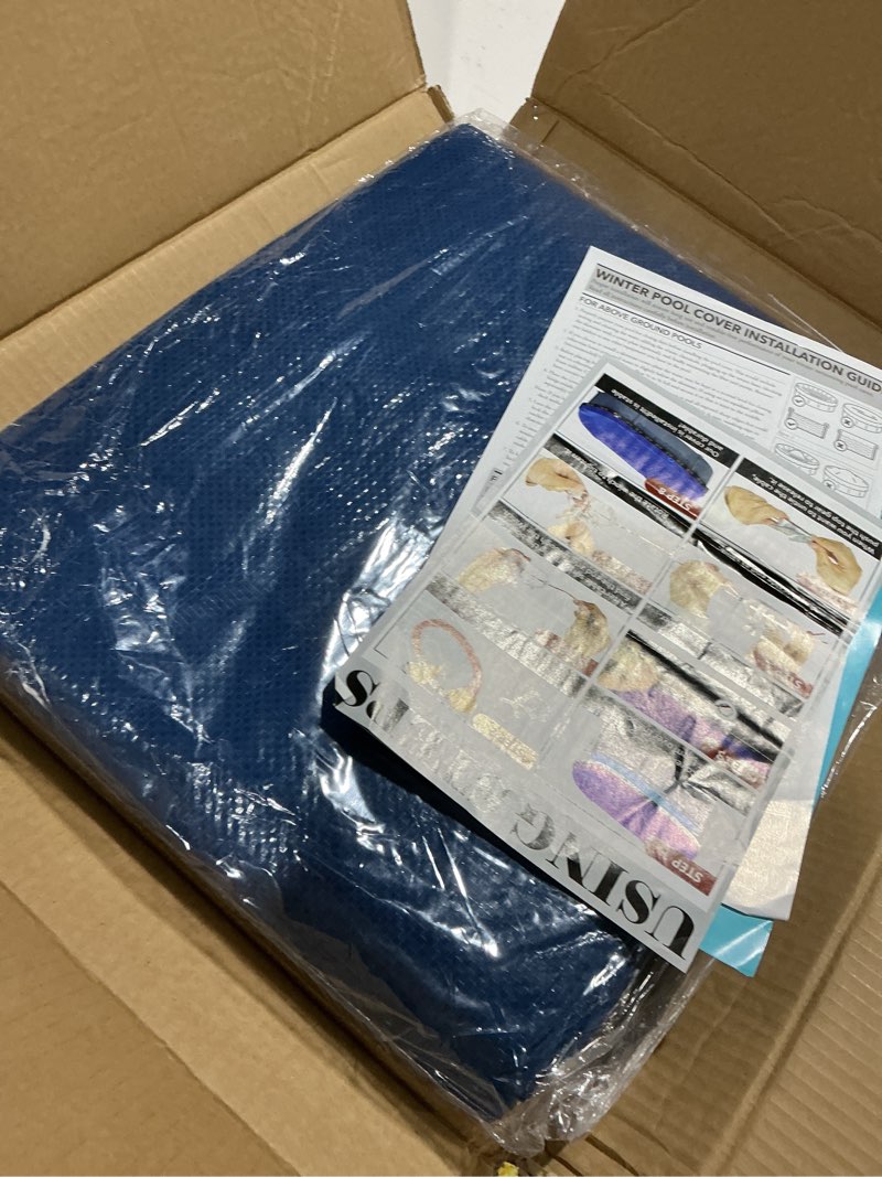 Condition photo showing As Is for Robelle 351221-4 Pool Cover for Winter, Super, 12 x 21 ft Above Ground Pools