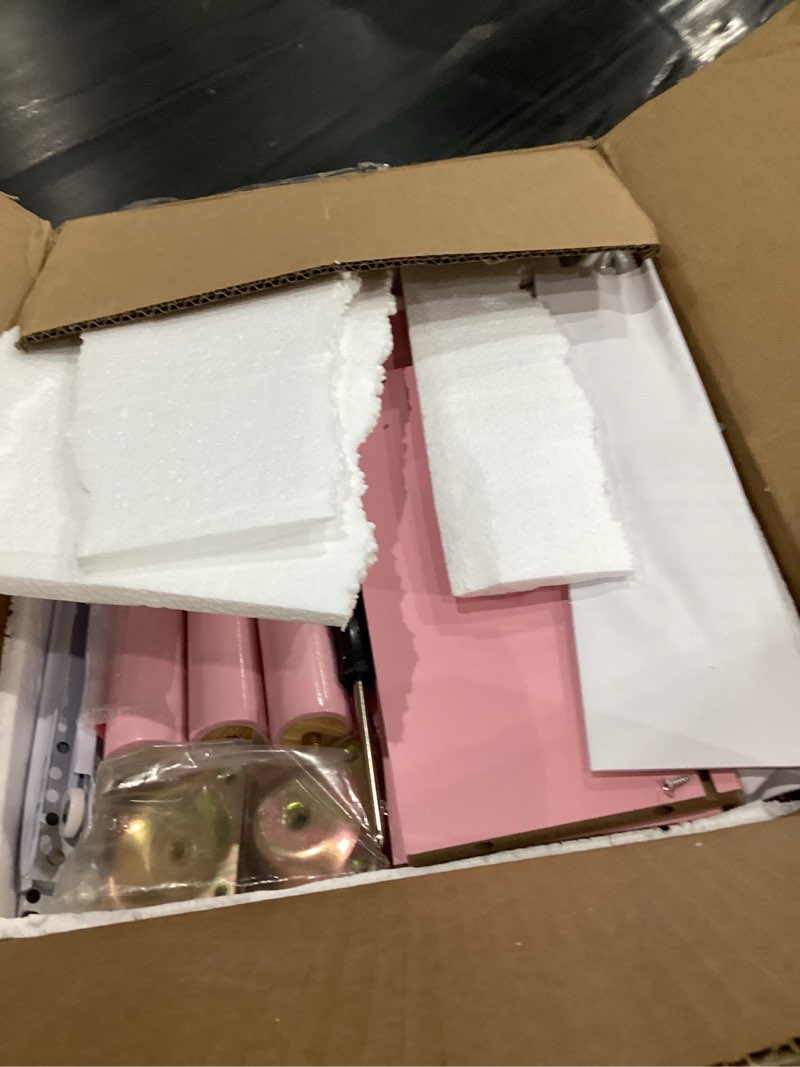 Condition photo showing As Is for Nightstand with Oultlet,Modern Bedside Table with Storage Drawer and Open Wood Shelf, for Living Room, Bedroom and Small Spaces, Accent Night Stand with Solid Wood Legs, Easy Assembly,Pink Pink-outlet