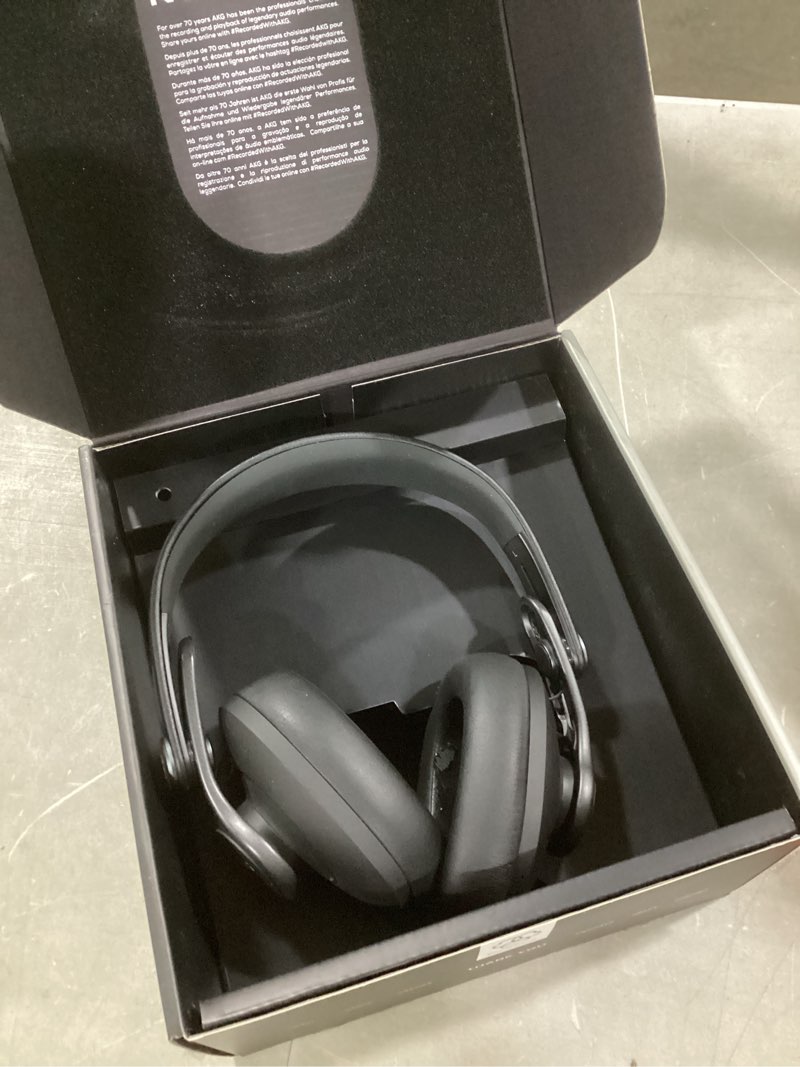 Condition photo showing As Is for akg pro audio k371bt bluetooth wireless over-ear, closed-back, portable, foldable studio headphones. 50mm drivers. astounding frequency response - 5 hz to 40 khz. black k371bt headphones
