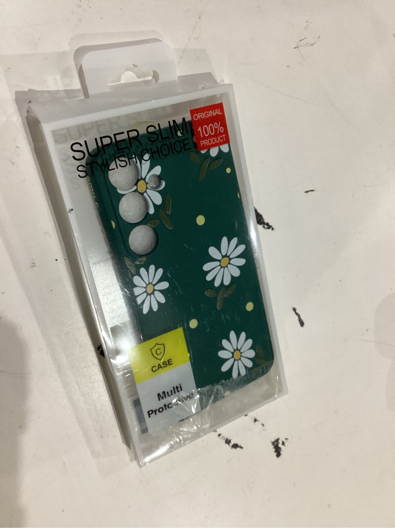 Condition photo showing Good Condition for for samsung galaxy s24 case, creative flower pattern design s24 phone cover drop protection soft ultra thin scratch resistant microfiber lining inner for samsung s24 case-daisy green daisy green for samsung s24