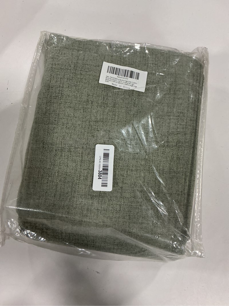 Condition photo showing New/Like New for Full Blackout Sage Green Curtains 84 inches Long for Living Room, Black Out Linen Insulating Heat Light Blocking Curtains for Bedroom, 52x84 in Length, Sage Green 52"W x 84"L (Pack of 2) Sage Green