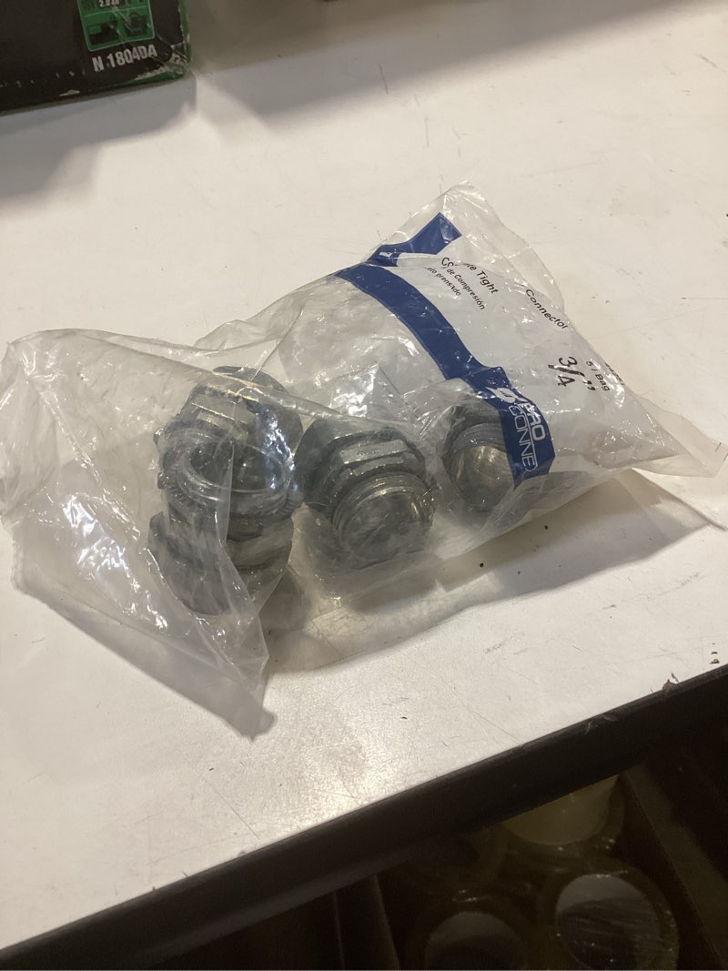 Condition photo showing As Is for sigma proconnex 3/4-in electrical (emt) die cast zinc compression connector conduit fittings (5-pack)