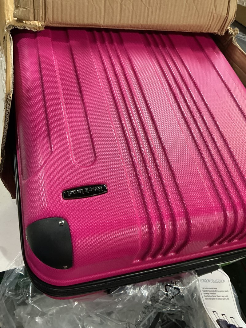 Condition photo showing New/Like New for Rockland London Hardside Spinner Wheel Luggage, Magenta, 3-Piece Set (20/24/28) Pink 28-24-20-Inch