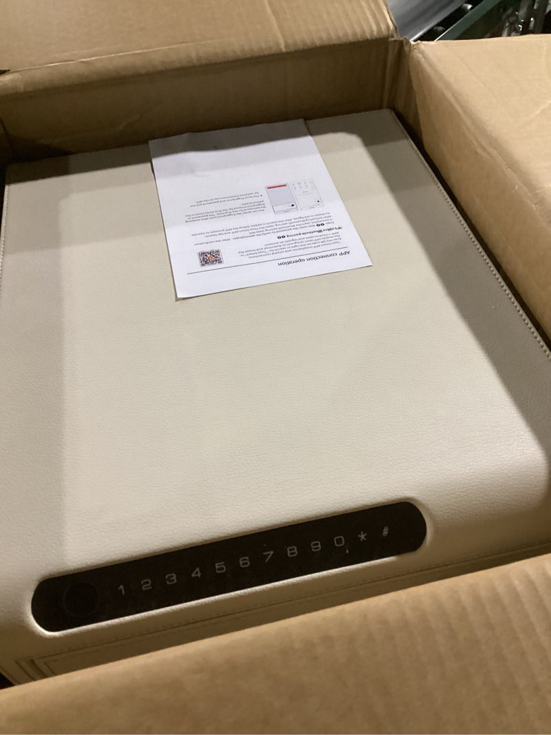 Condition photo showing Good Condition for Jewelry Safe with Drawers?Biometric Fingerprint safe, Slide-Away Handgun Safe for Pistols, Leather Wrapped Jewelry Storage Safe, Digital Keypad & Quick-Access Drawer(White- 2 Drawer)