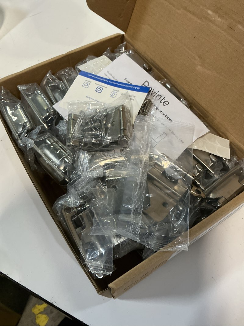 Condition photo showing New/Like New for ravinte 50 pack 25 pairs 3/8 inch inset cabinet door hinges kitchen satin nickel semi-concealed face mount self-closing cabinet hinges with bumpers & screwdriver 50 3/8" inset