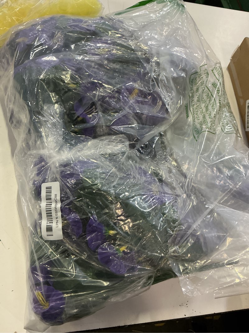 Condition photo showing Good Condition for sggvecsy artificial fake hanging flowers plants for outdoor outside spring summer decoration 4pcs faux silk uv resistant realistic morning glory trailing vines for home porch patio balcony(purple) 4pcs purple