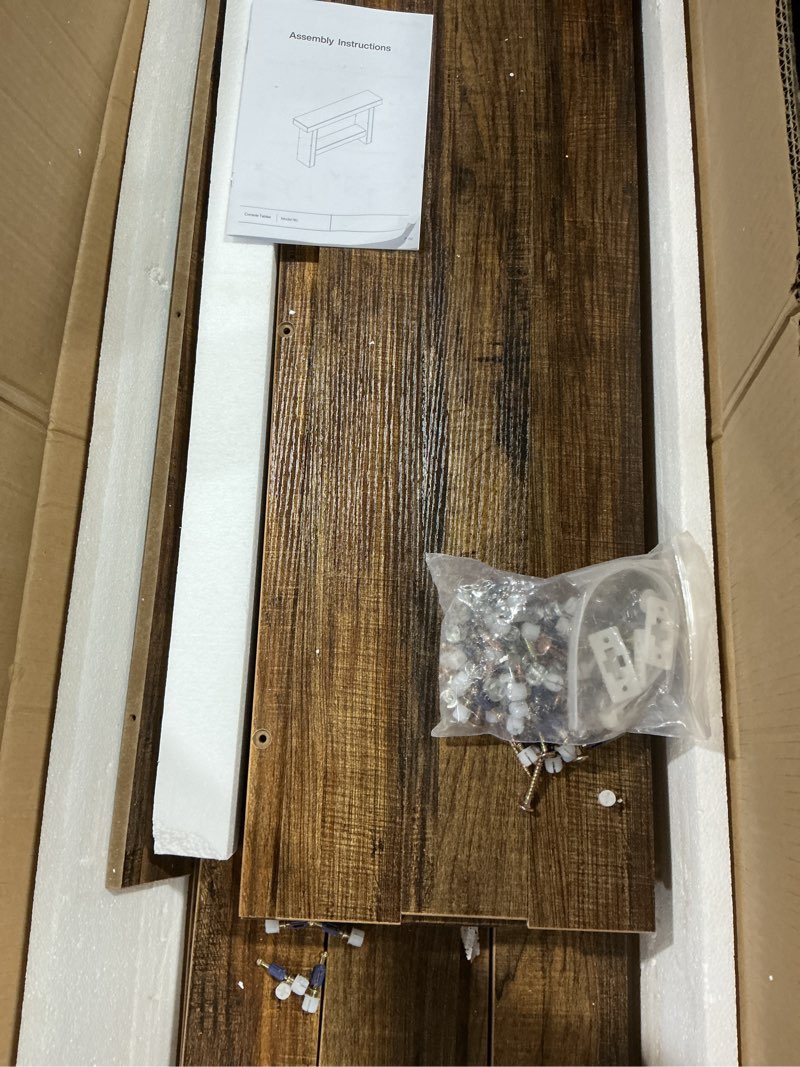Condition photo showing Good Condition for (or similar to stock photo) little tree 63 inches long console table for entryway, sofa table behind couch, wooden entry table foyer hallway table, industrial console sofa table for living room, oak color oak brown