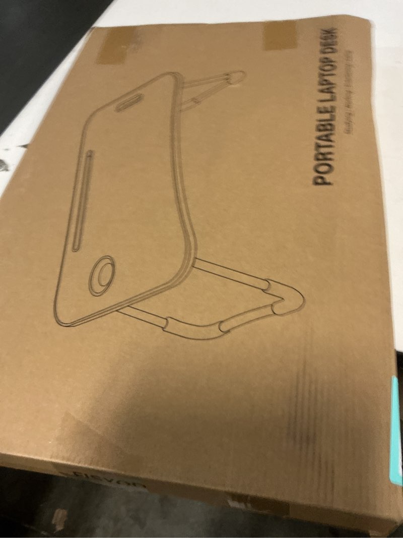 Condition photo showing New/Like New for Foldable Laptop Table, Portable Lap Desk Bed Table Tray, Laptop Stand with Cup Holder & Tablet Slot & Lifting Handle for Working Writing Drawing & Eating (Wood)